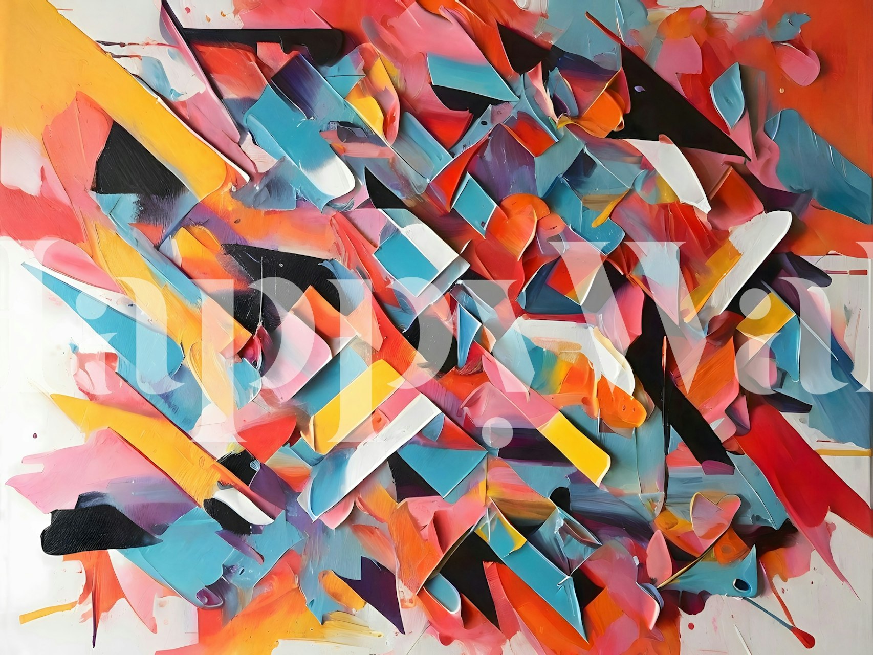 Pieces of Paint 1 abstract wall mural with colorful paint splashes and shapes