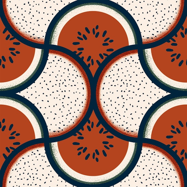 Art Deco Watermelon and Dragon Fruit