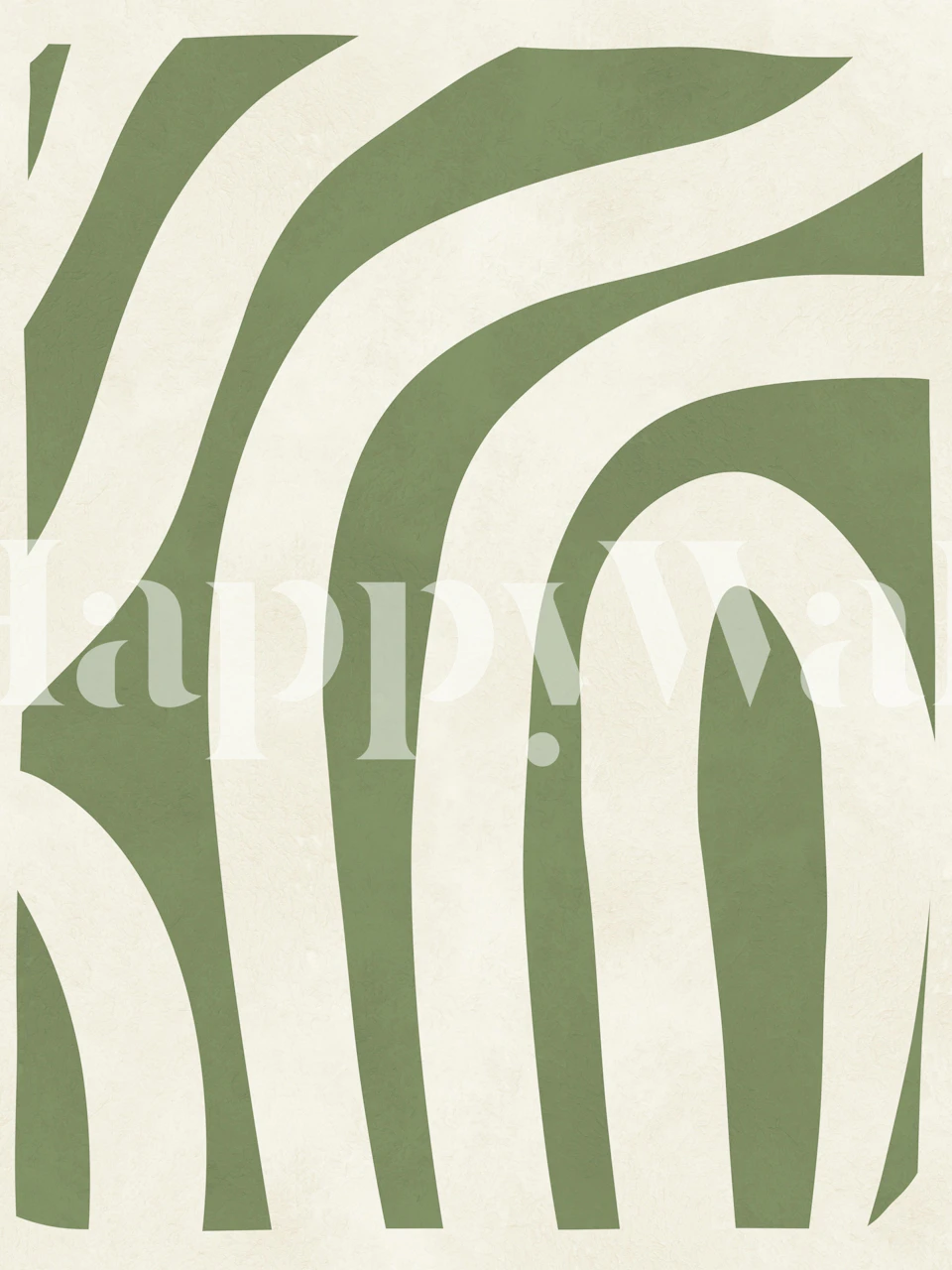 Abstract lines in green over beige background wallpaper