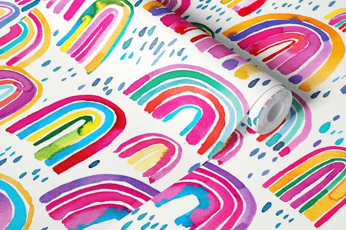 Colorful Watercolor Rainbowswallpaper roll