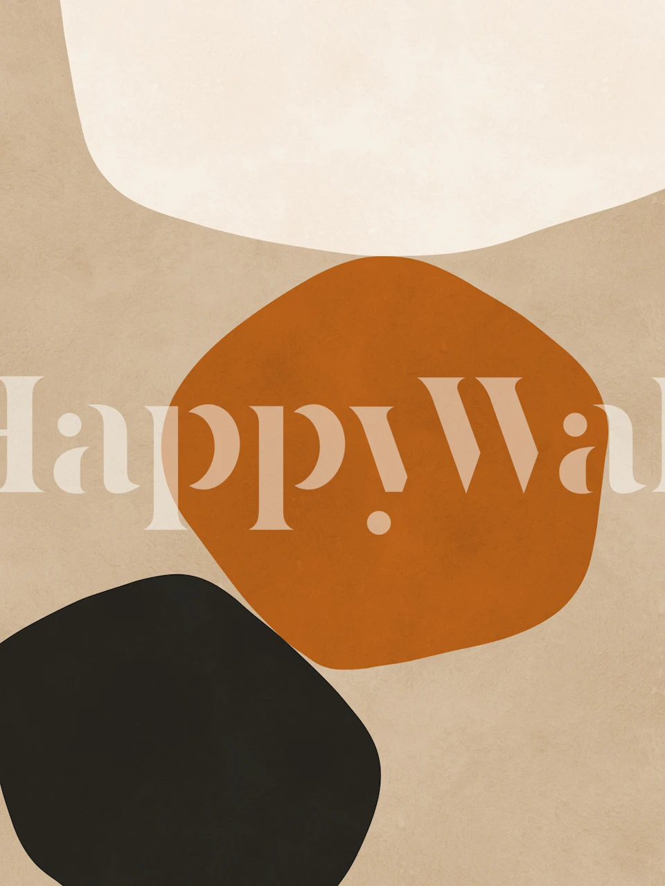 Abstract shapes in black, orange, and beige tones wallpaper