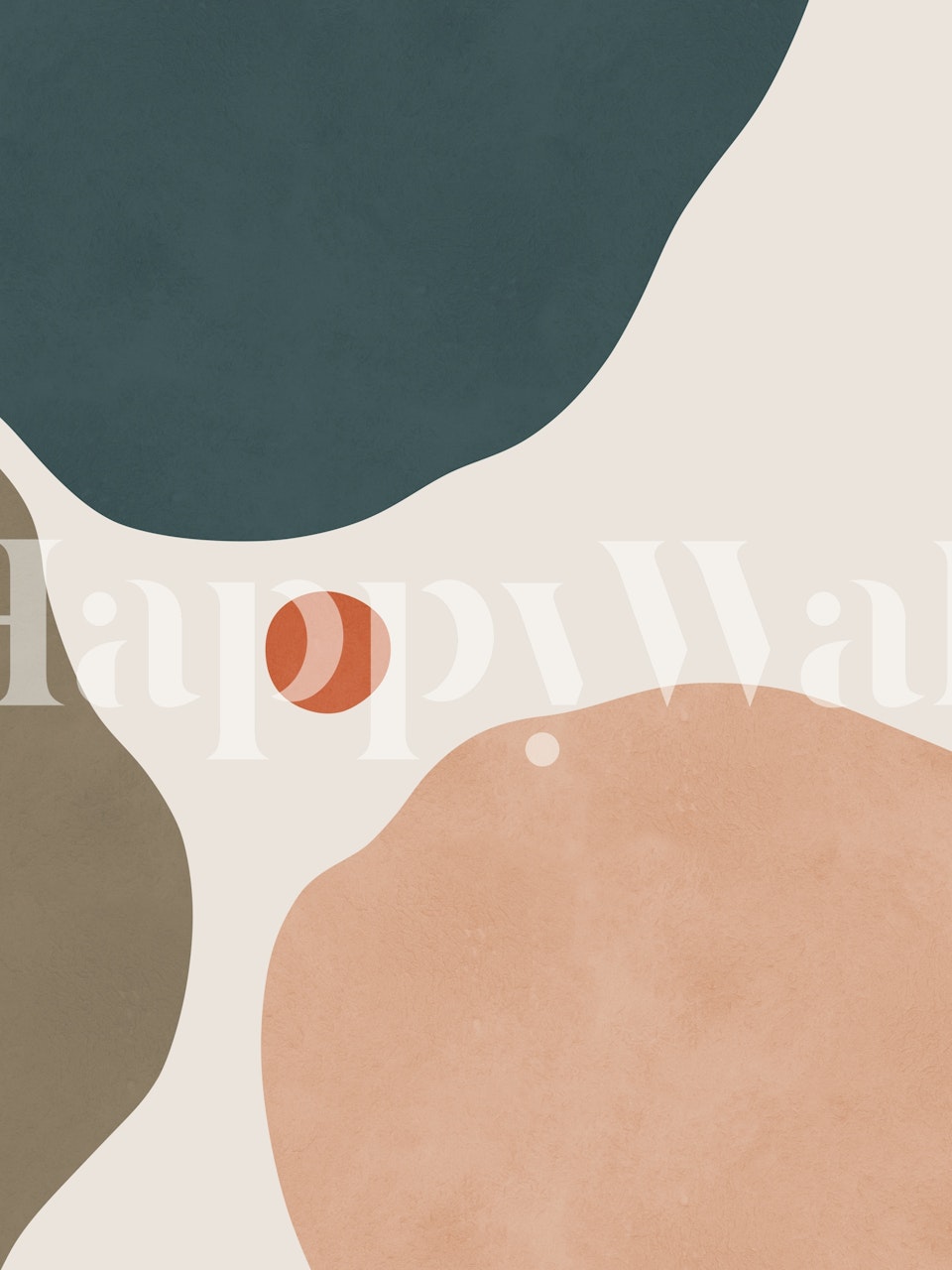 Expressive curved shapes wallpaper in a room