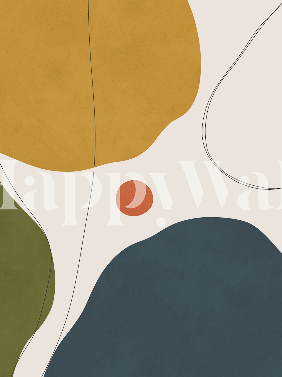 Multicolor abstract curved shapes: yellow, green, and teal wallpaper