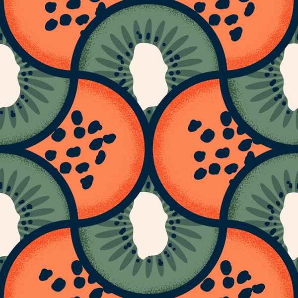 Art Deco Papaya and Kiwi