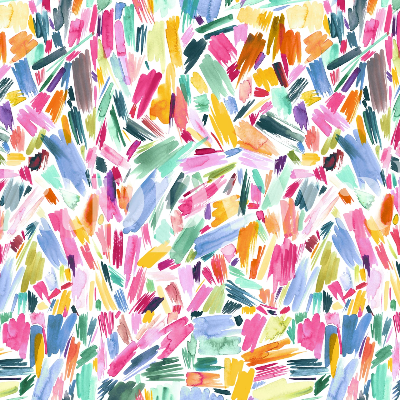 Colorful abstract brushstroke design in pink, green, yellow, and blue wallpaper