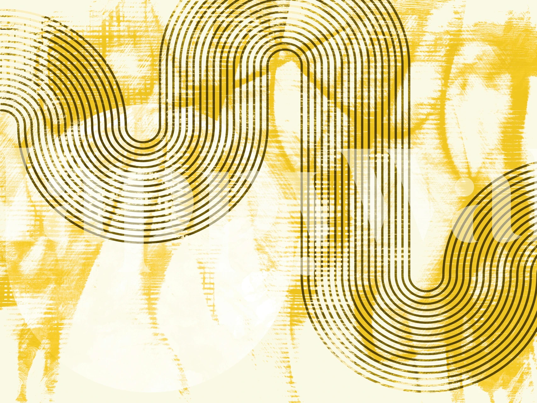 Abstract yellow and black wave pattern wallpaper