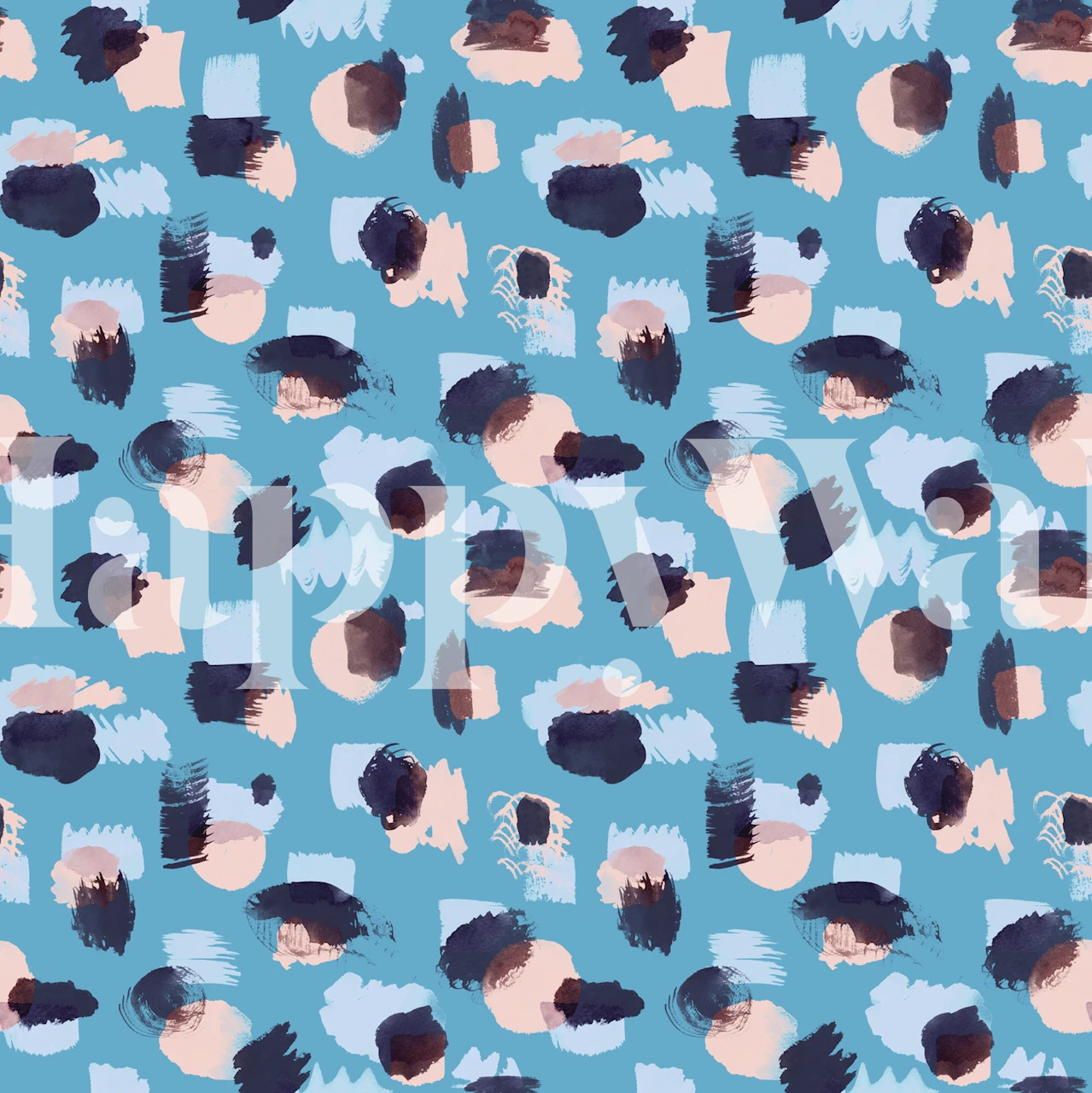 Abstract blue paint strokes wall mural