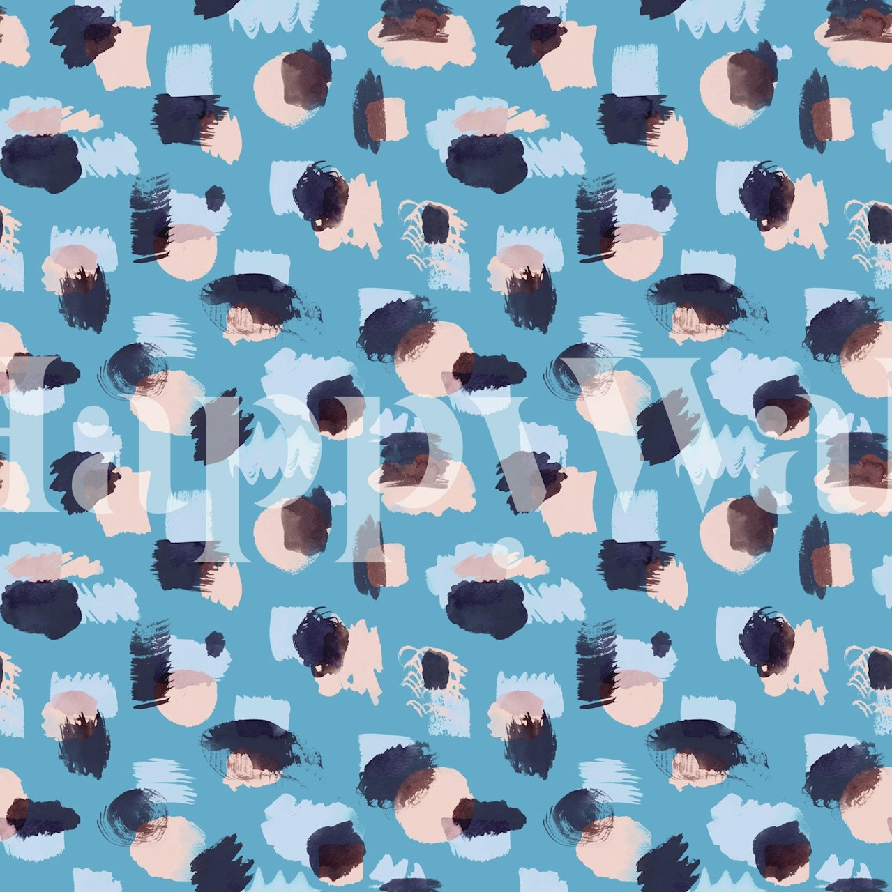 Abstract blue paint strokes wall mural