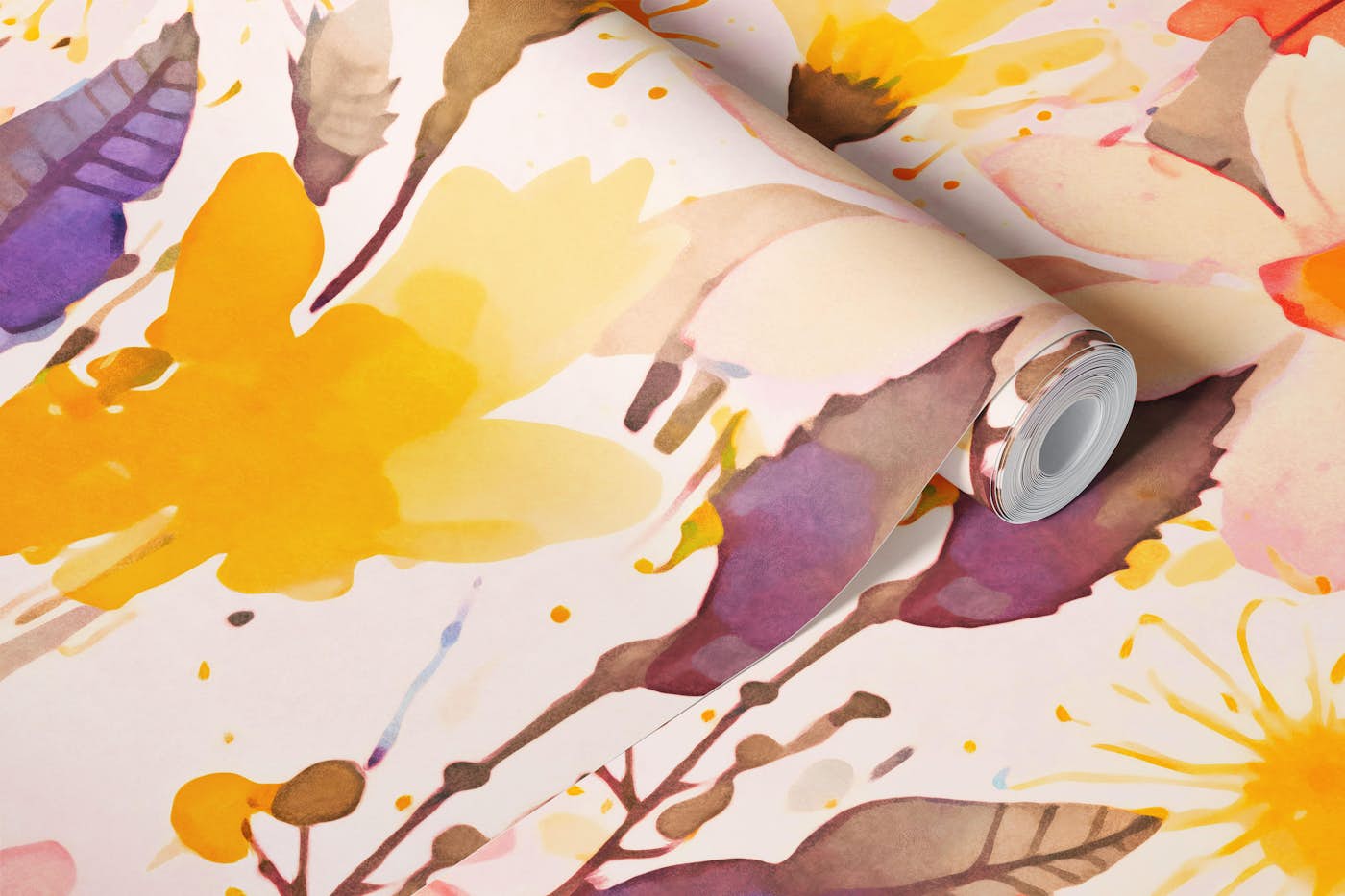 Whimsical Summer Meadow With Wildflowers wallpaper roll