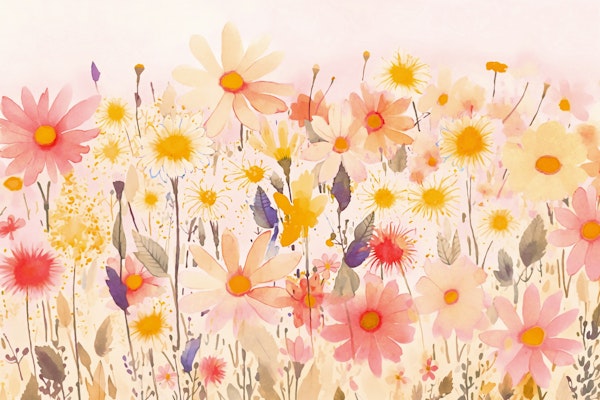 Whimsical Summer Meadow With Wildflowers
