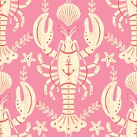 Pink Lobster with Anchor - Large tapete