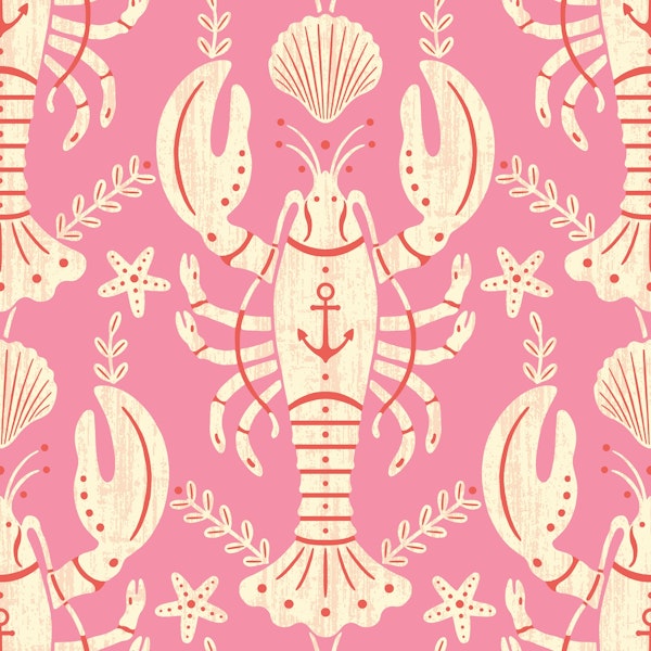 Pink Lobster with Anchor - Large