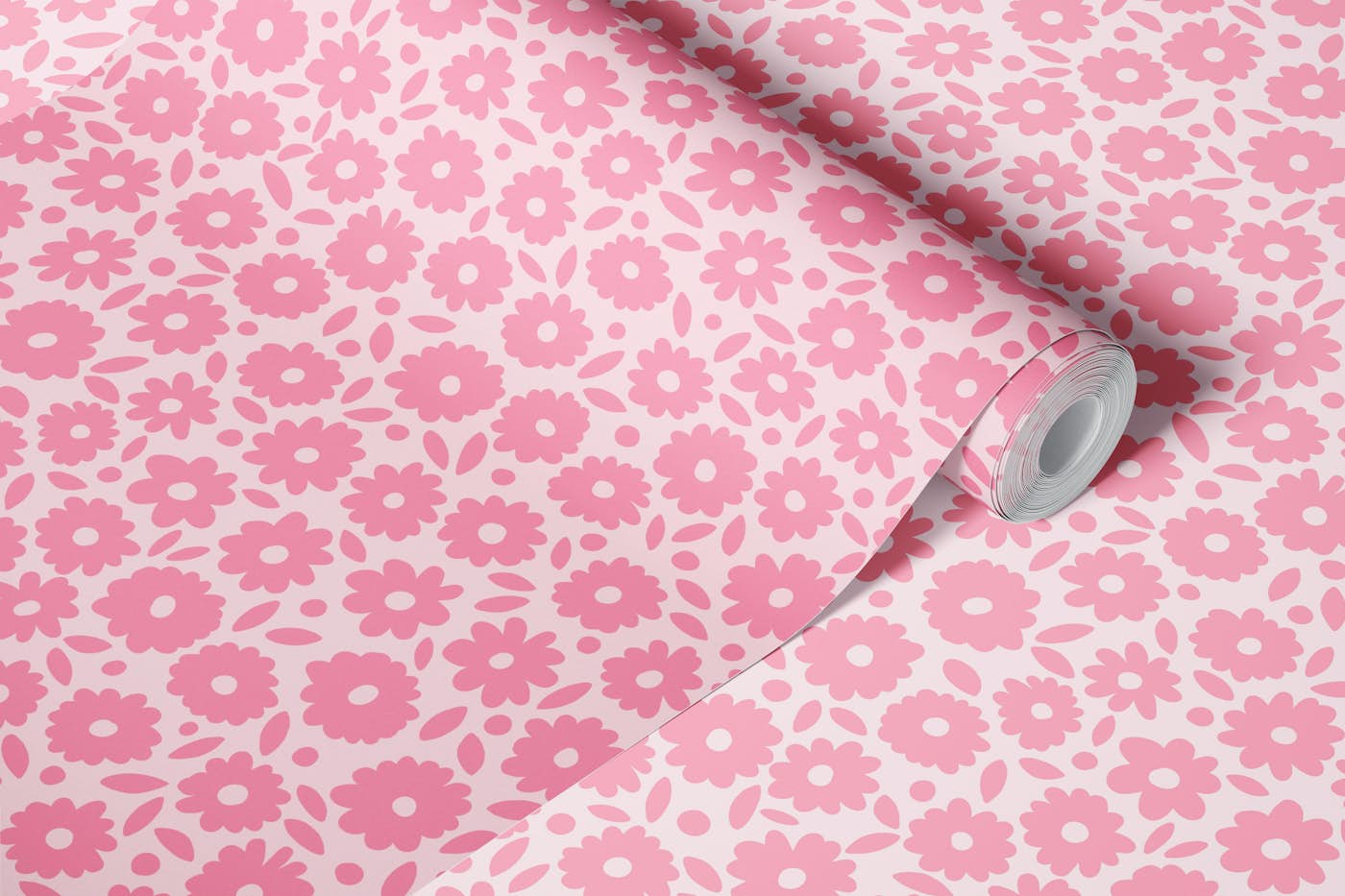 Cute Scandi Ditsy Daisy - Pinks 2 wallpaper roll