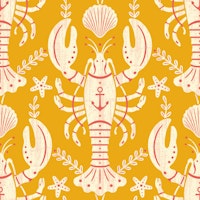 Yellow Lobster with Anchor - Large tapete
