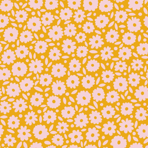 Cute Scandi Ditsy Daisy - Pink and Yellow