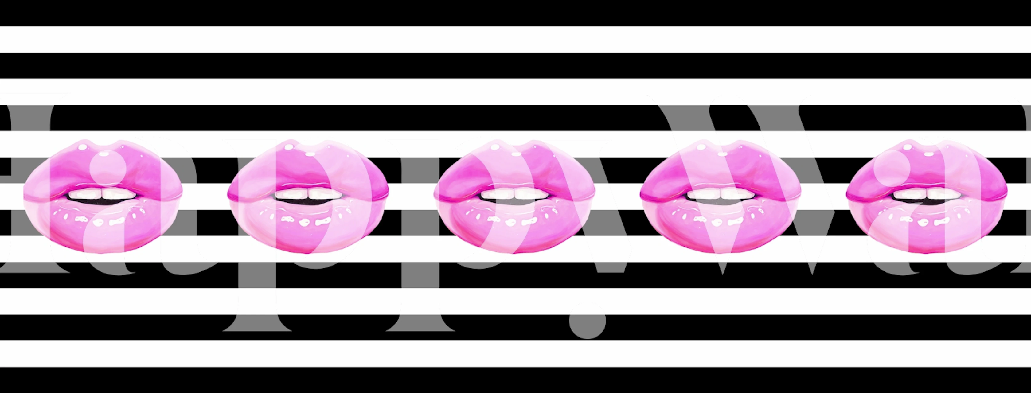 Design de papel de parede Pink lips em um quarto