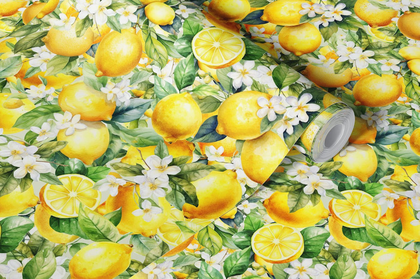 Lemon Blossoms 2 wallpaper roll