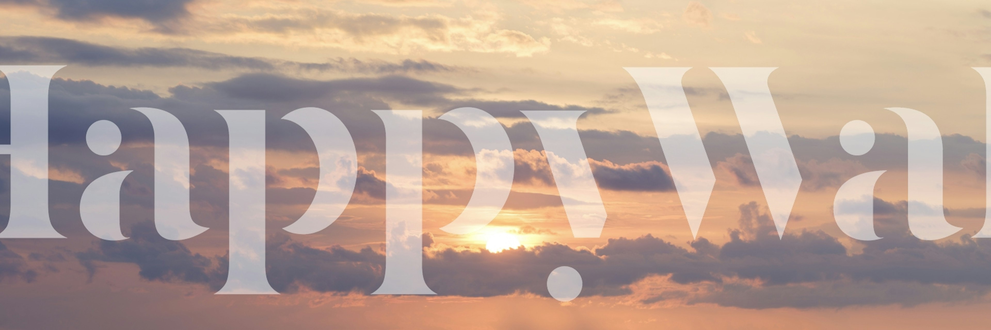 Sunset sky wall mural with golden hues and scattered clouds