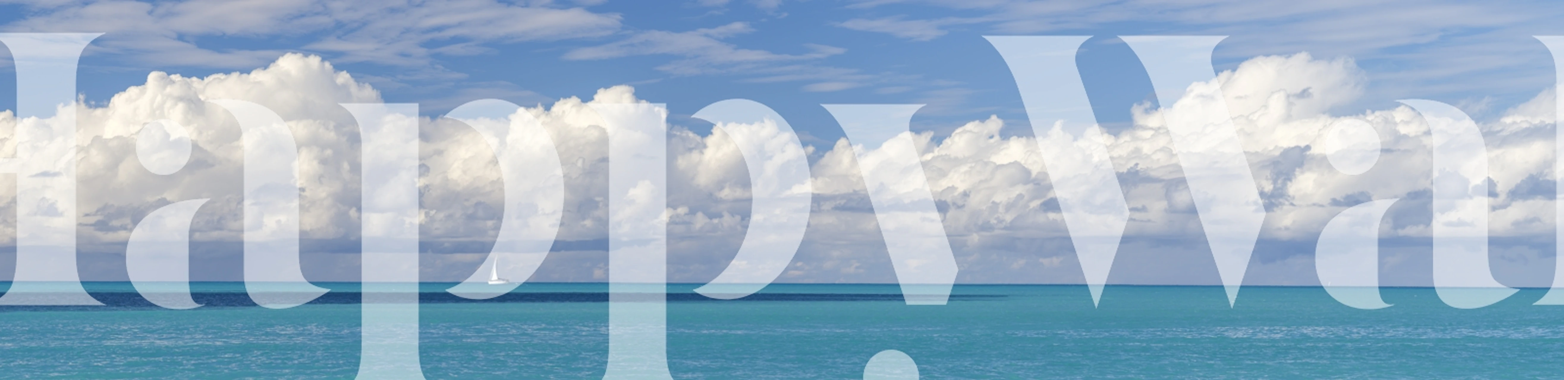 Ocean waves and fluffy white clouds in blue coastal wallpaper