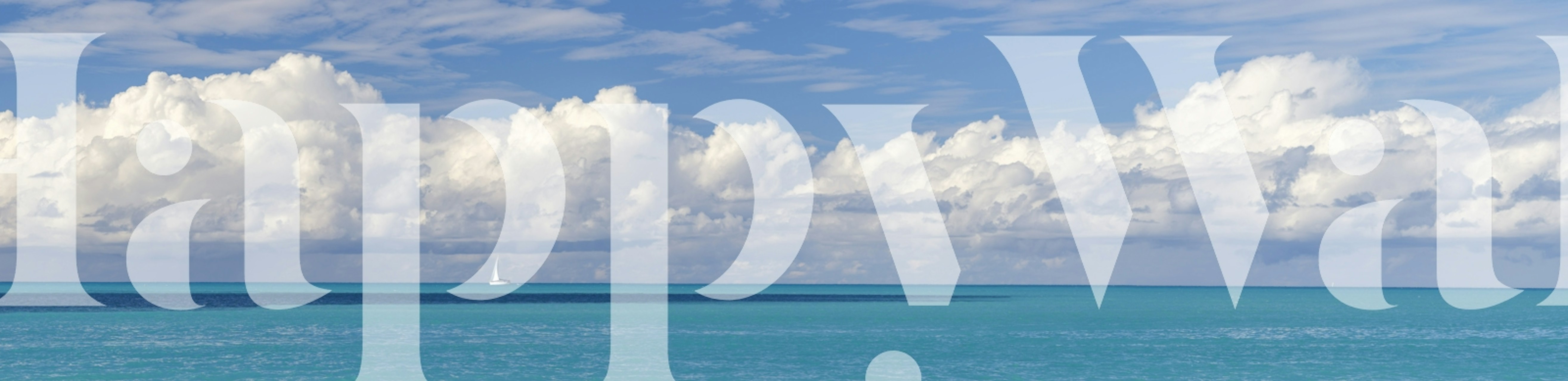 Ocean waves and fluffy white clouds in blue coastal wallpaper