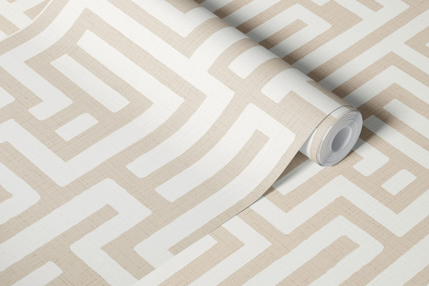 Maze - textured beige and off-white wallpaper roll