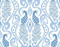 Ikat style Peacock - blue tapete