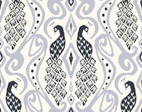 Ikat style peacock - grey tapete