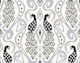 Ikat style peacock - grey