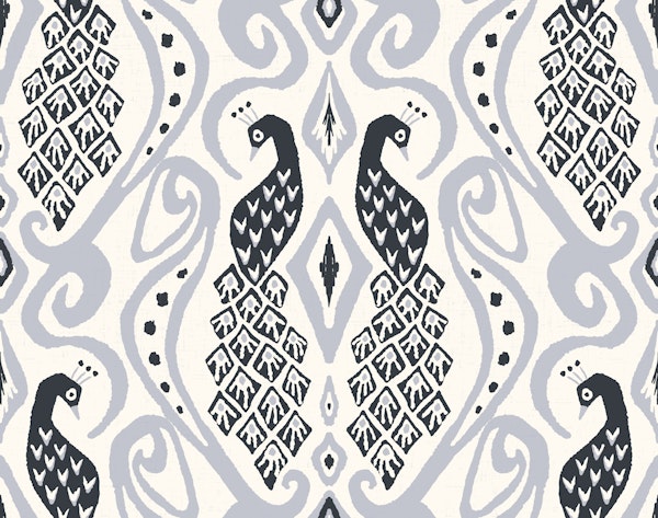 Ikat style peacock - grey