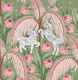 Zebra and Protea - green
