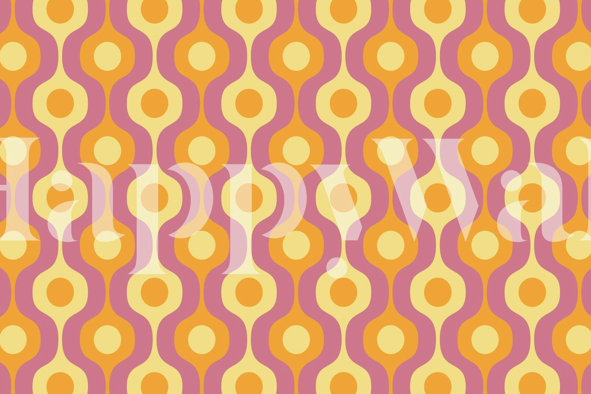 Happy Large Abstract Geo Waves carta da parati in una stanza