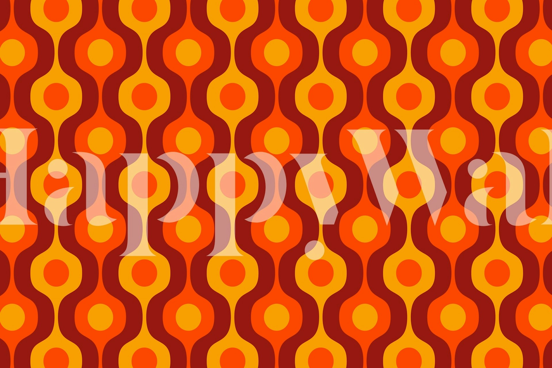Retro abstract geometric wallpaper in orange, brown, and yellow hues