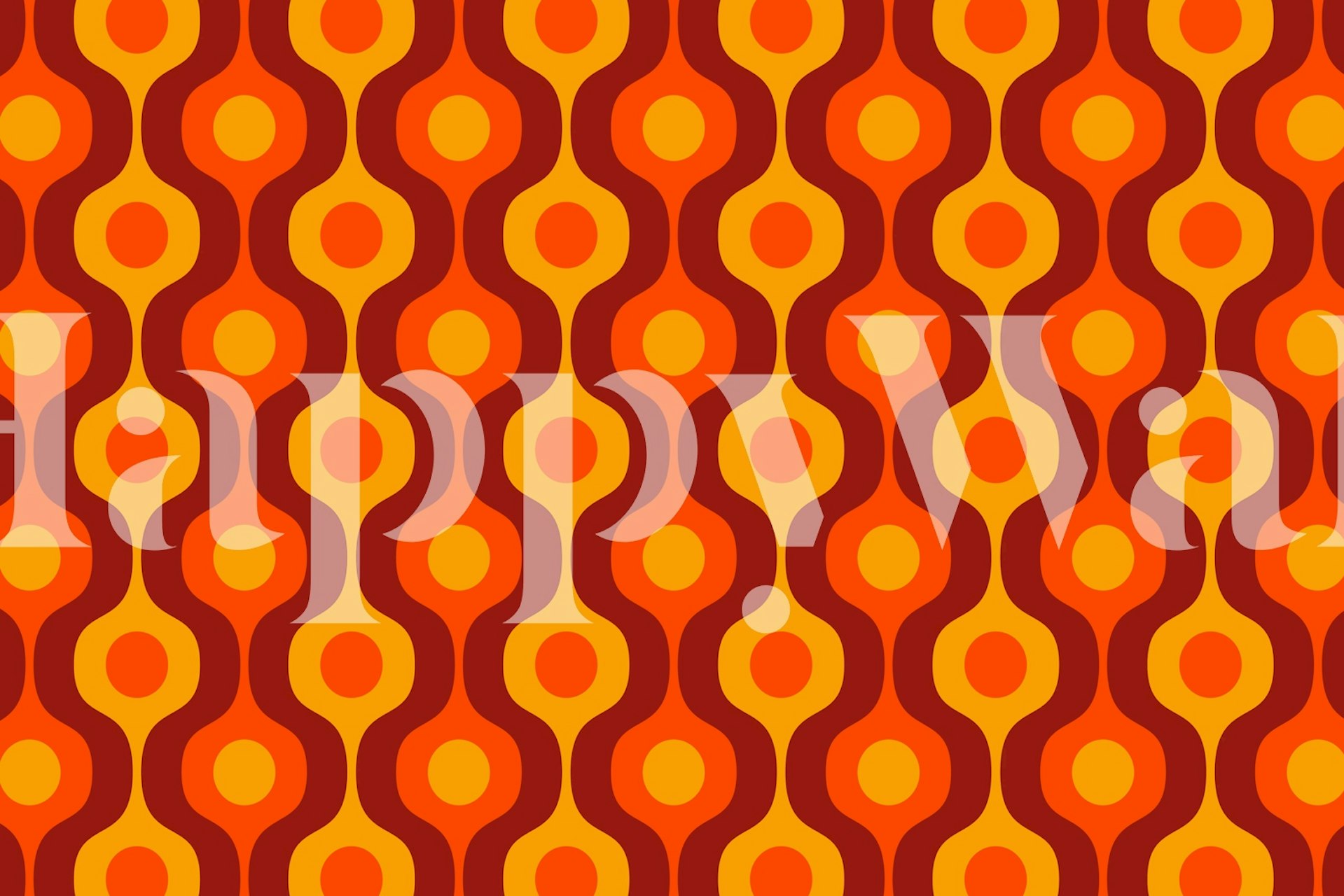Retro abstract geometric wallpaper in orange, brown, and yellow hues