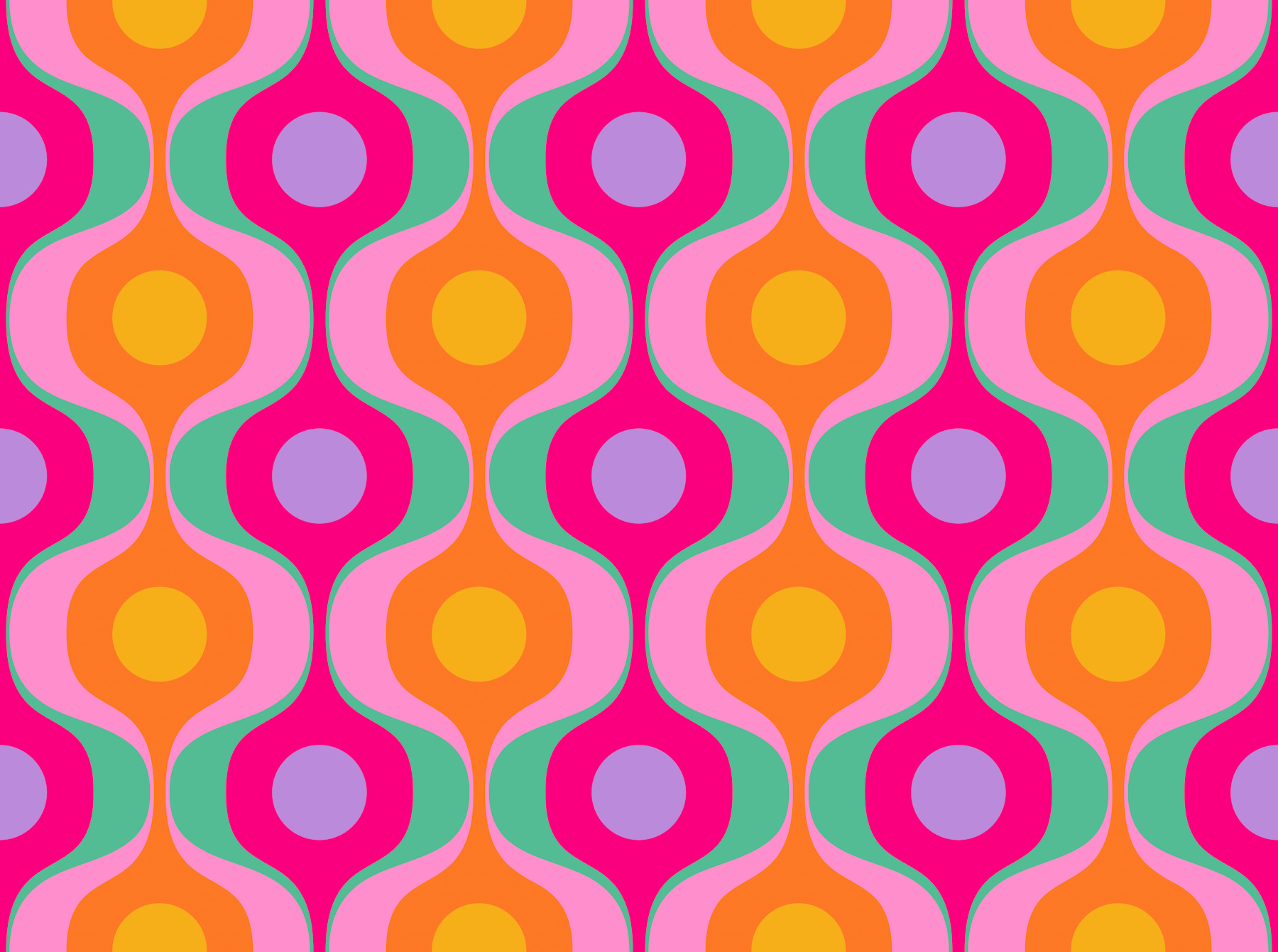 Vivid Retro Abstract Geo Wave Pattern - Happywall