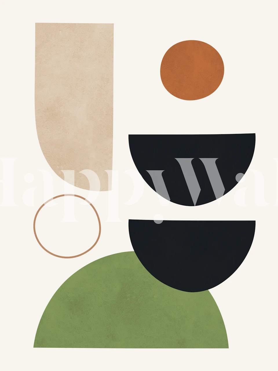 Circles and semicircles behang in een kamer