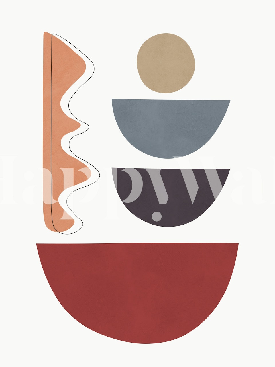 Circles and semicircles ταπετσαρία σε ένα δωμάτιο