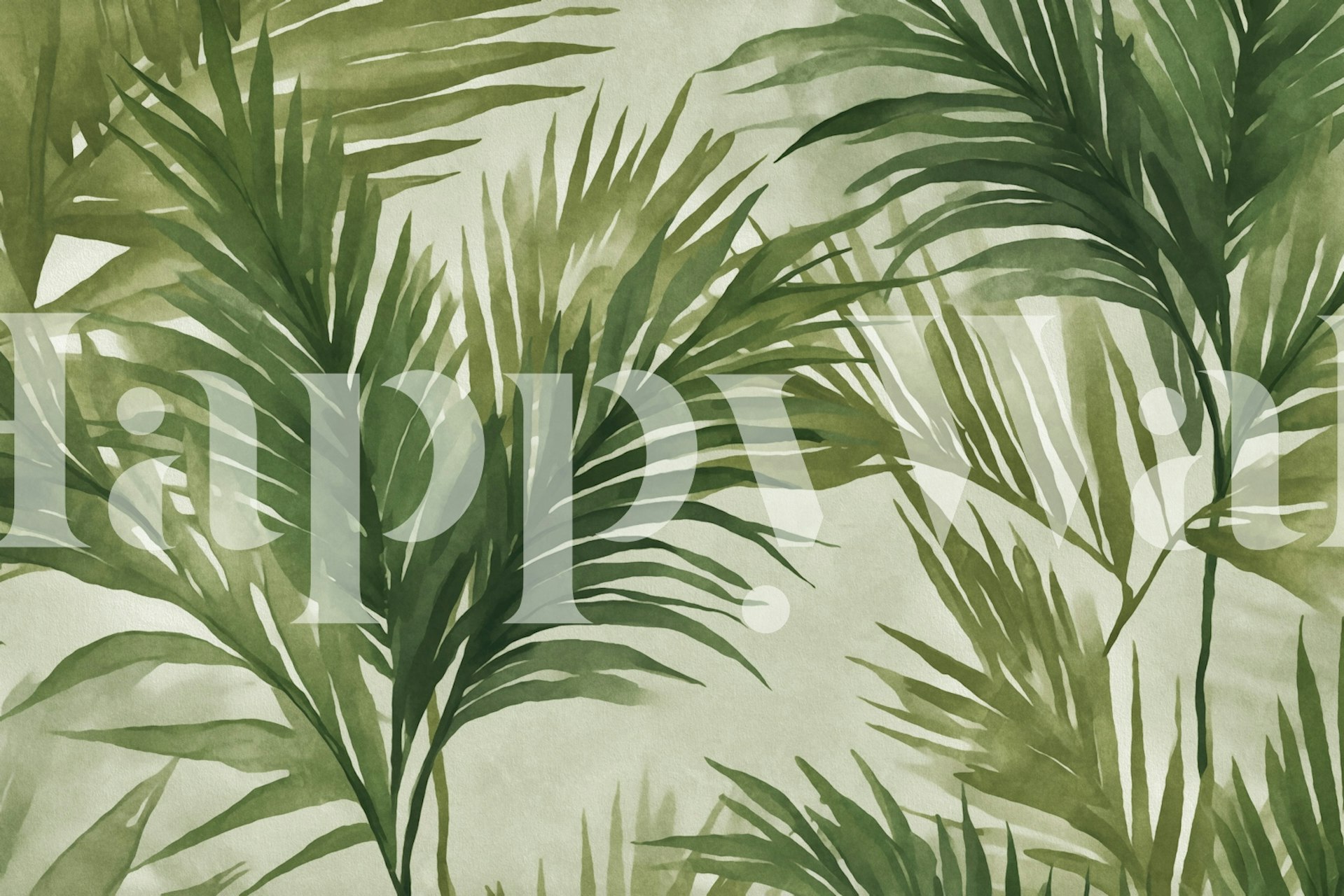 Lush green palm fronds ταπετσαρία σε δωμάτιο
