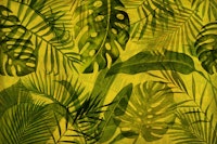 Jungle Fever Monstera Palm Leaf Green Yellow carta da parati