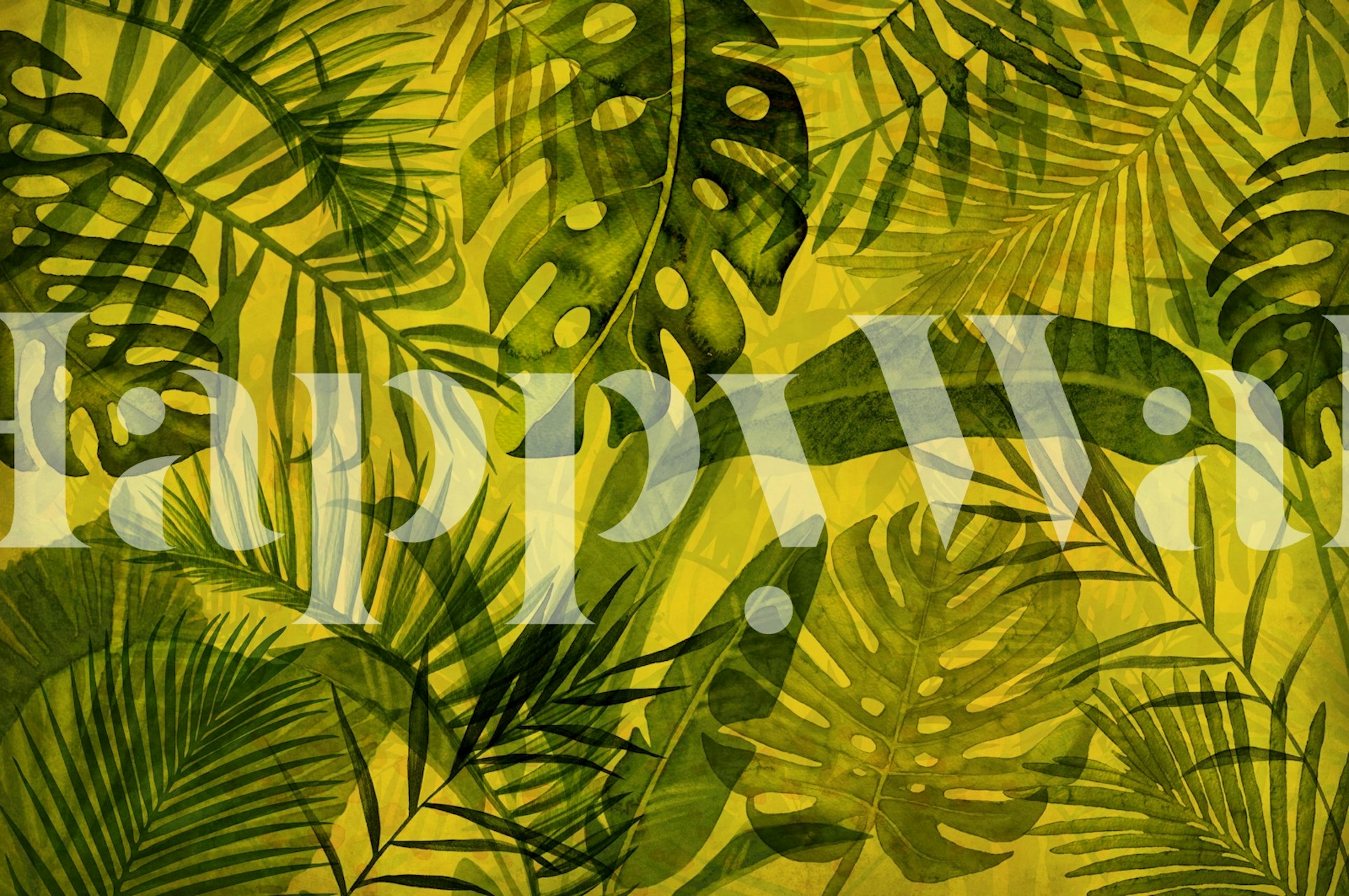 Tropical Monstera palm leaf wallpaper