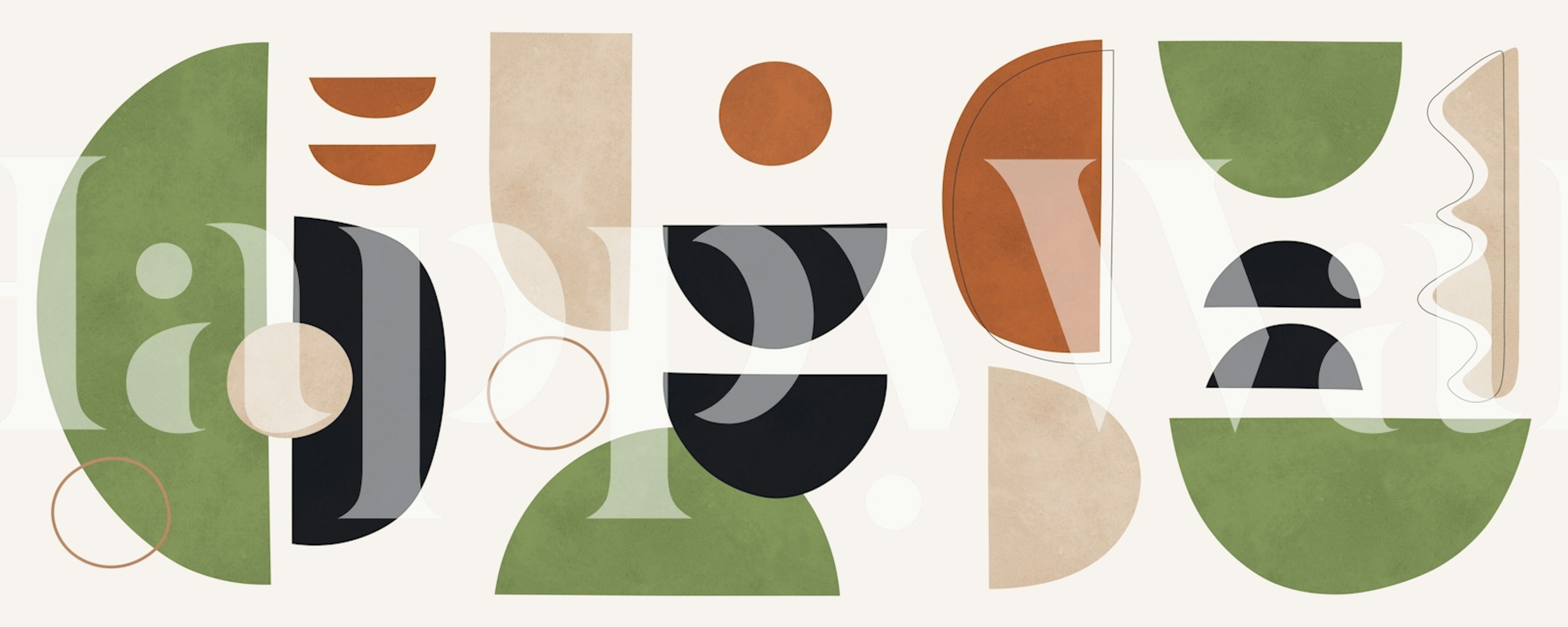 Circles and semicircles 13 behang in een kamer