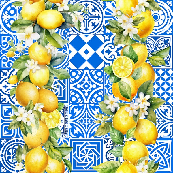 Lemon Blossoms on Ceramic Tiles