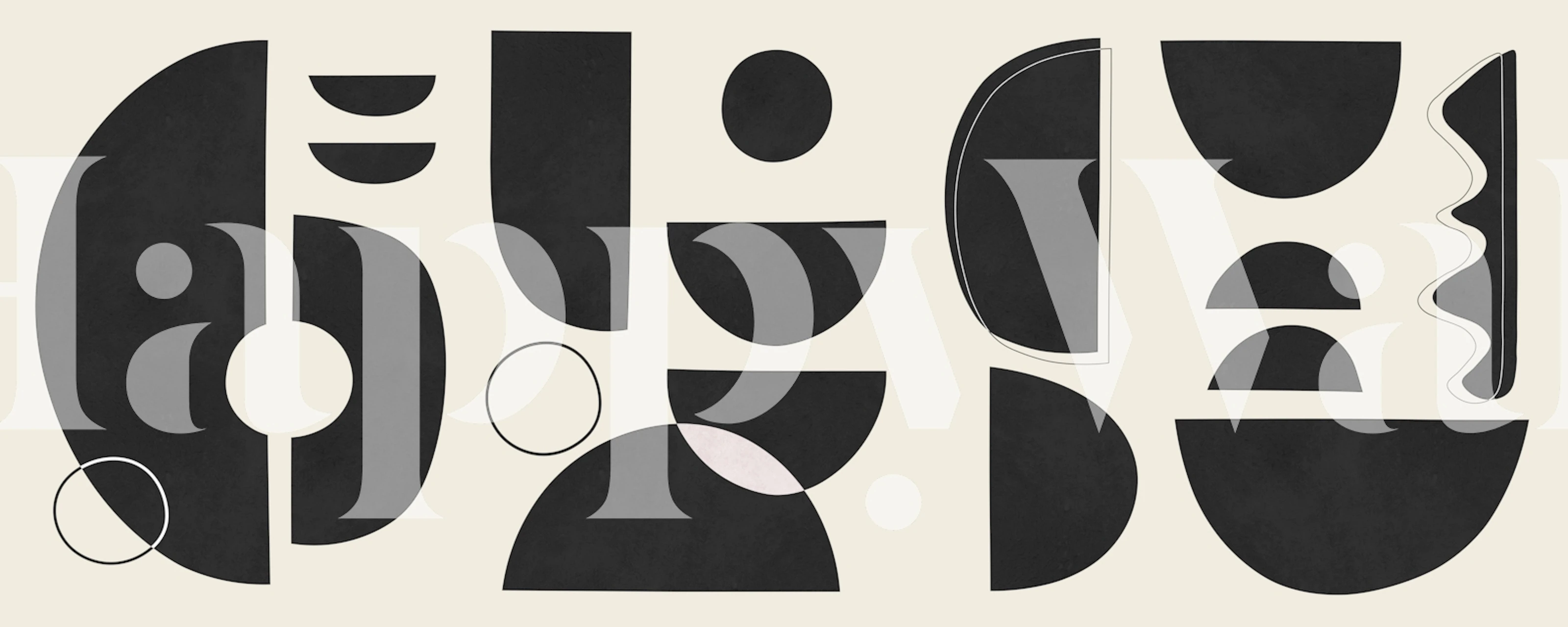 Geometrische cirkels en semicircles behang in de kamer