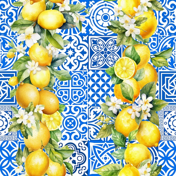 Lemon Blossoms on Ceramic Tiles 2