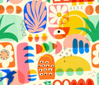 Playful Abstract Shapes Mod Art Collage wallpaper