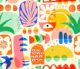 Playful Abstract Shapes Mod Art Collage