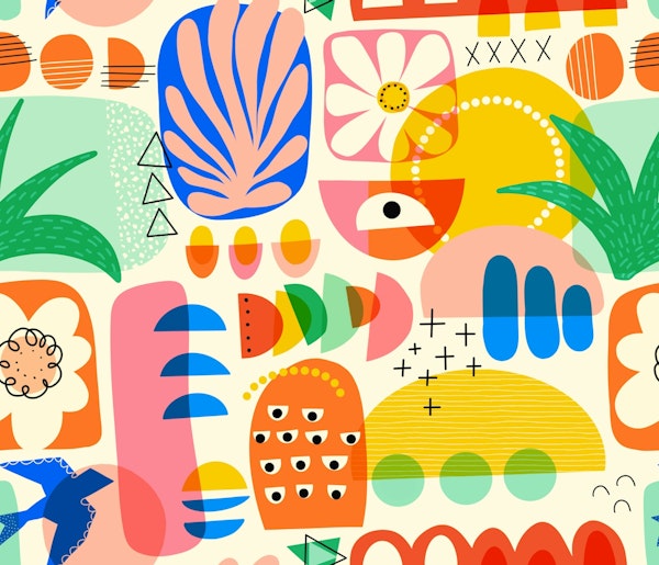 Playful Abstract Shapes Mod Art Collage