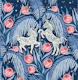 Zebra and Protea - dark blue