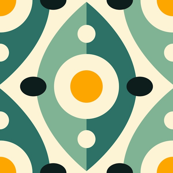 Abstract retro pattern, green teal / 3128A