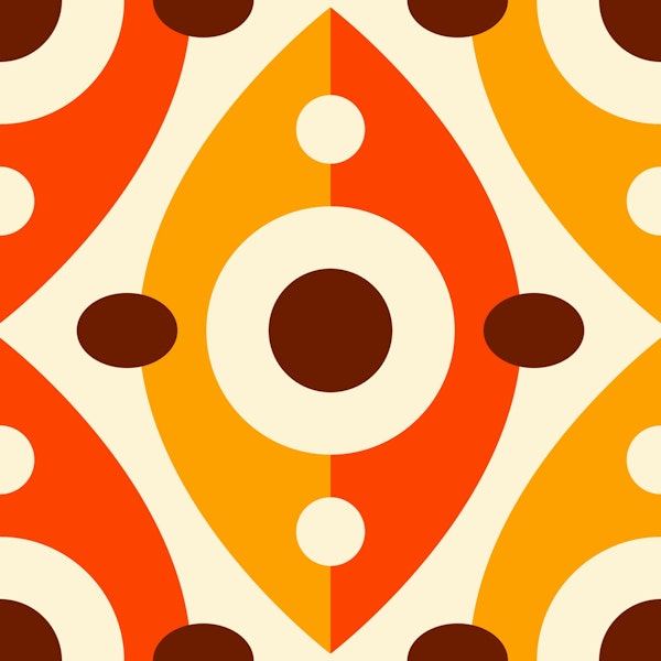 Abstract retro pattern, orange yellow/ 3128B