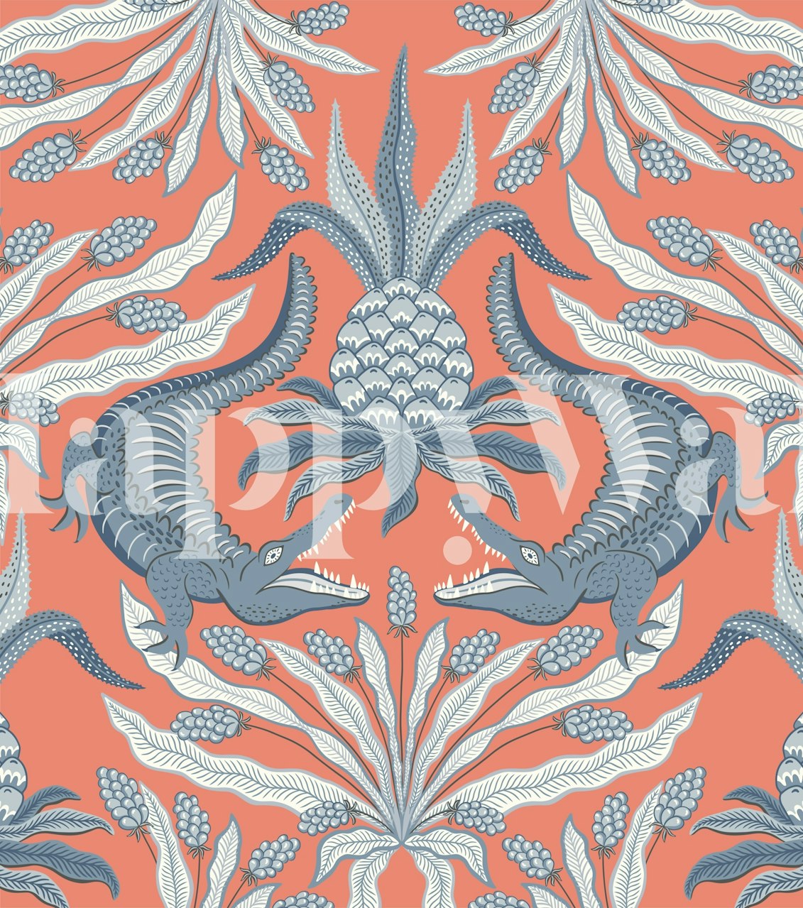 Crocodiles and pineapple wallpaper in a room